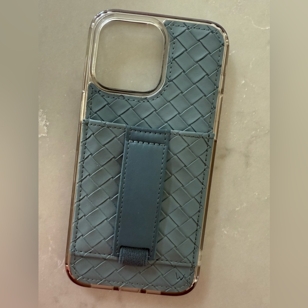 Walli SKYLINE WEAVE iPhone 14 Pro Max Phone Case Card Holder Finger Loop